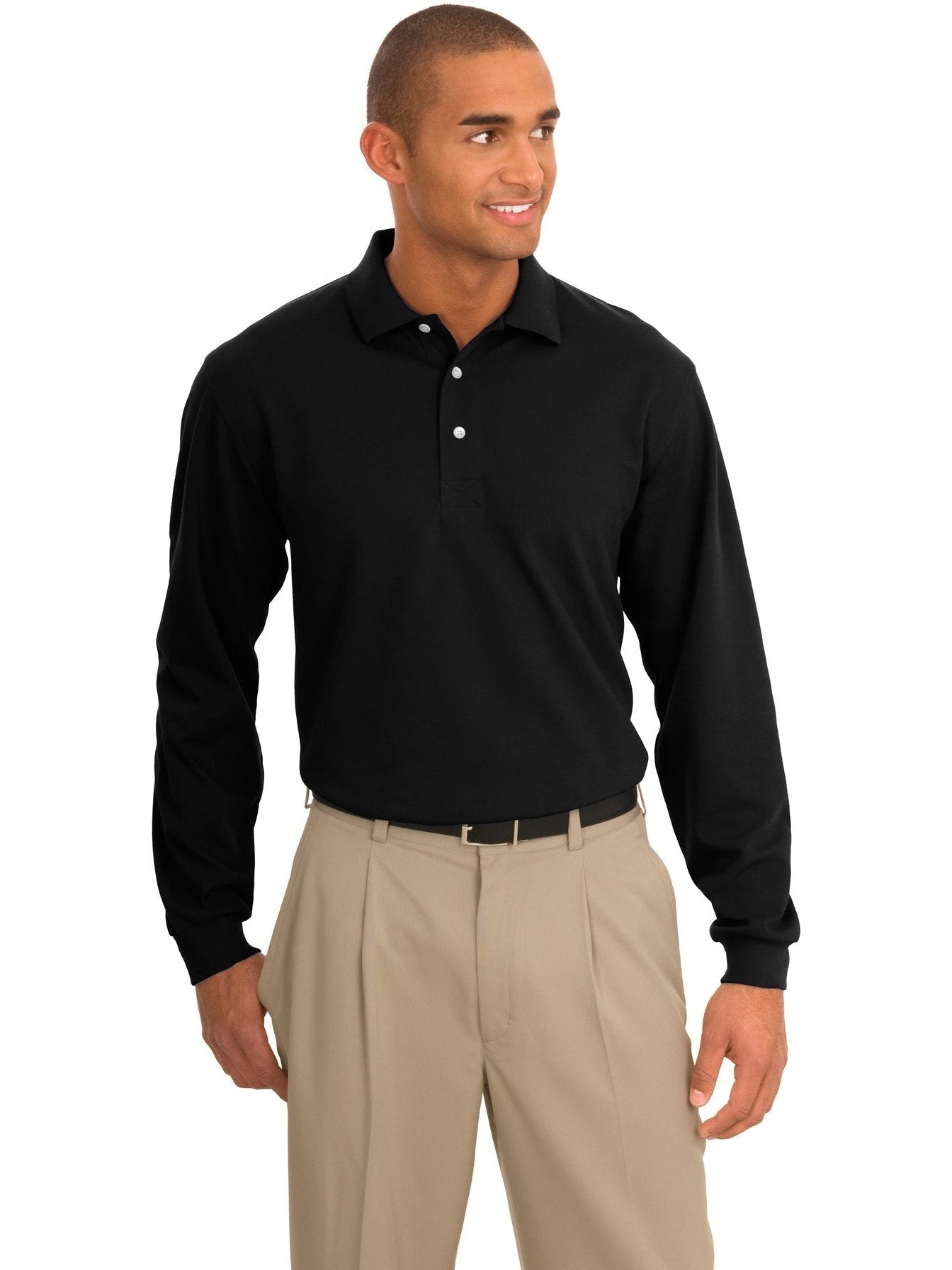 no-logo Port Authority Rapid Dry Long Sleeve Polo-Regular-Port Authority-Thread Logic
