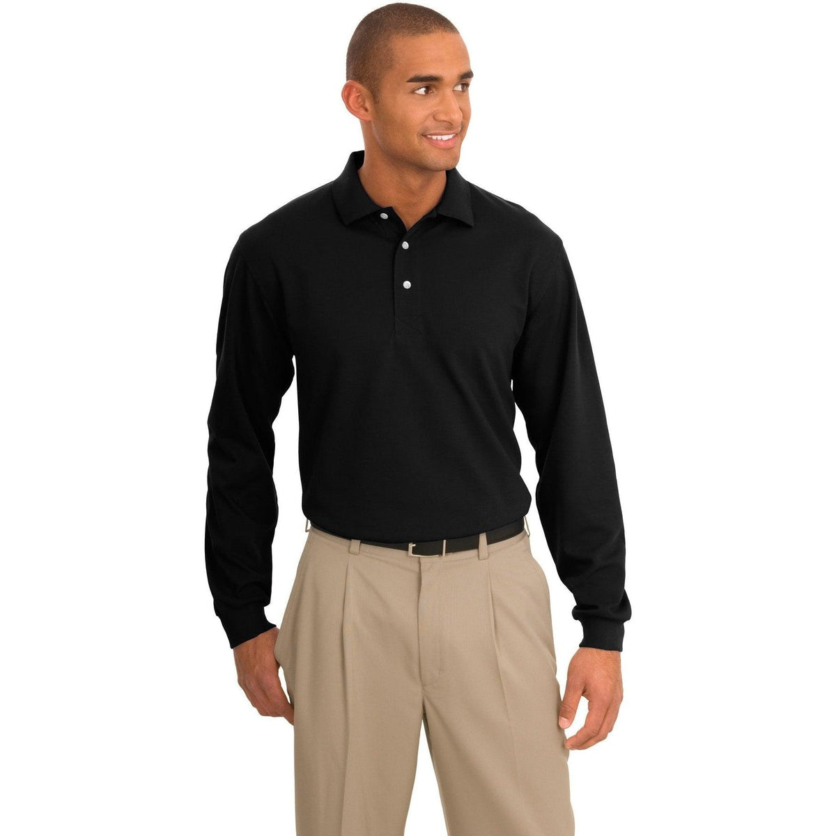 no-logo Port Authority Rapid Dry Long Sleeve Polo-Regular-Port Authority-Thread Logic