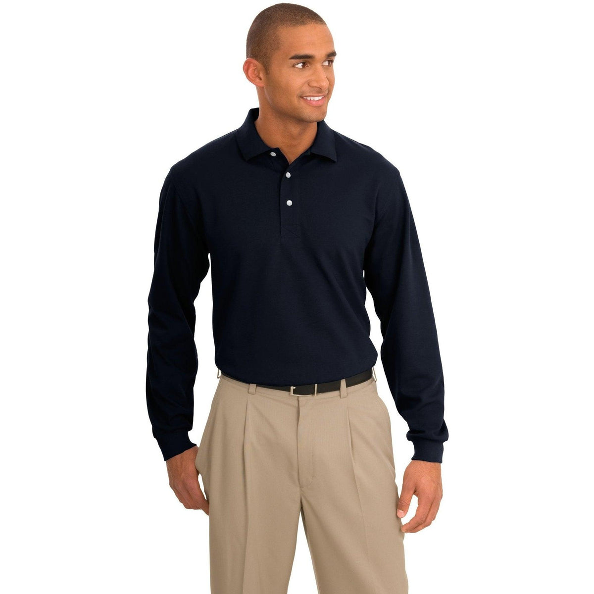 no-logo Port Authority Rapid Dry Long Sleeve Polo-Regular-Port Authority-Thread Logic