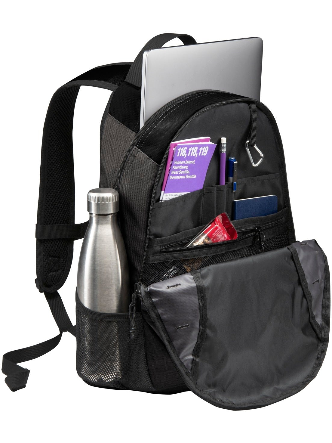 no-logo Port Authority Ridge Backpack-Regular-Port Authority-Black/Dark Charcoal-Thread Logic