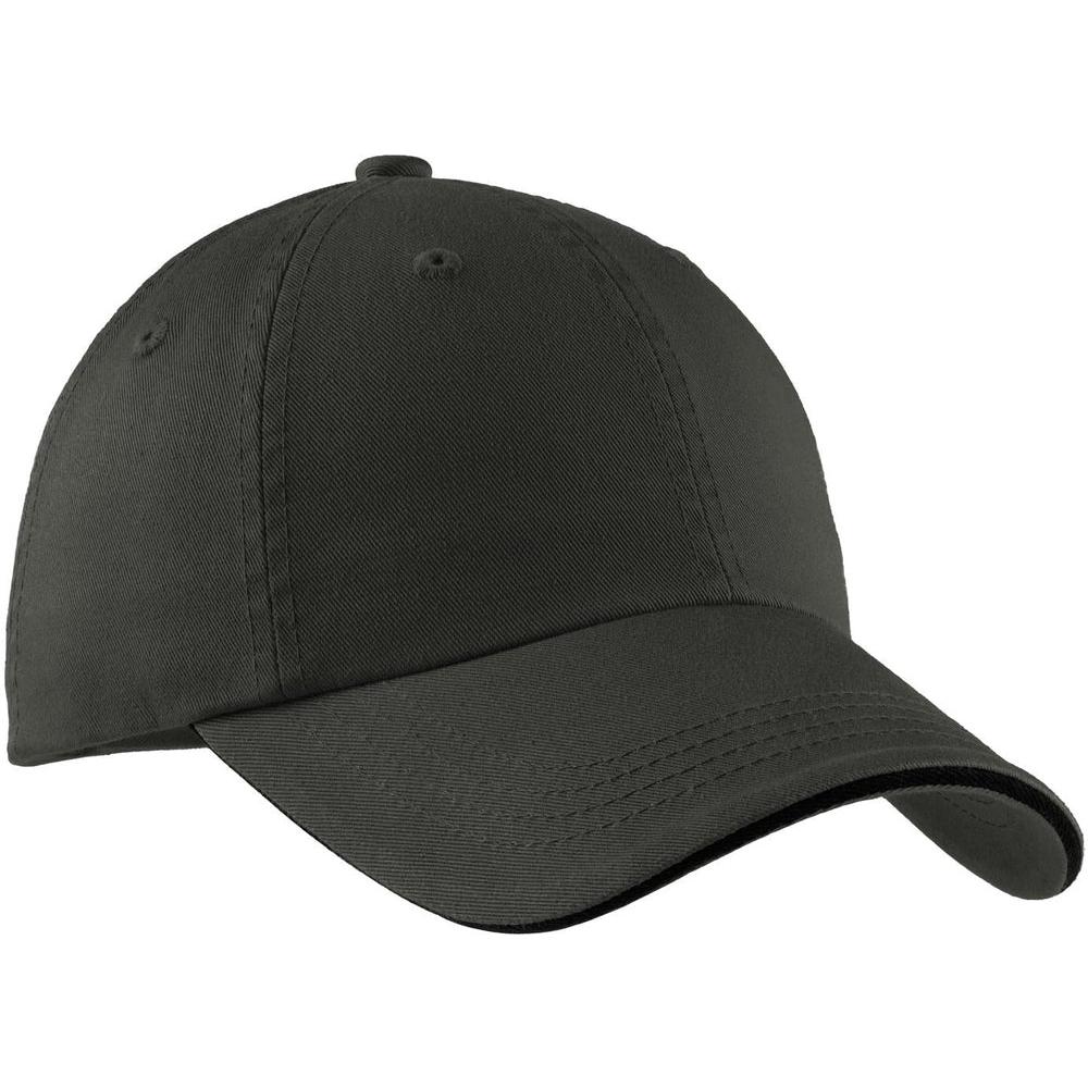 no-logo Port Authority Sandwich Bill Cap-Headwear-Port Authority-Charcoal/Black-OSFA-Thread Logic