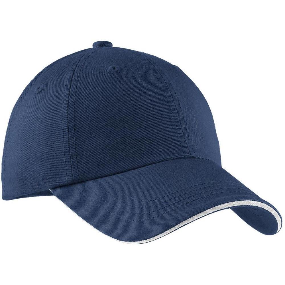 no-logo Port Authority Sandwich Bill Cap-Headwear-Port Authority-Ensign Blue/White-OSFA-Thread Logic