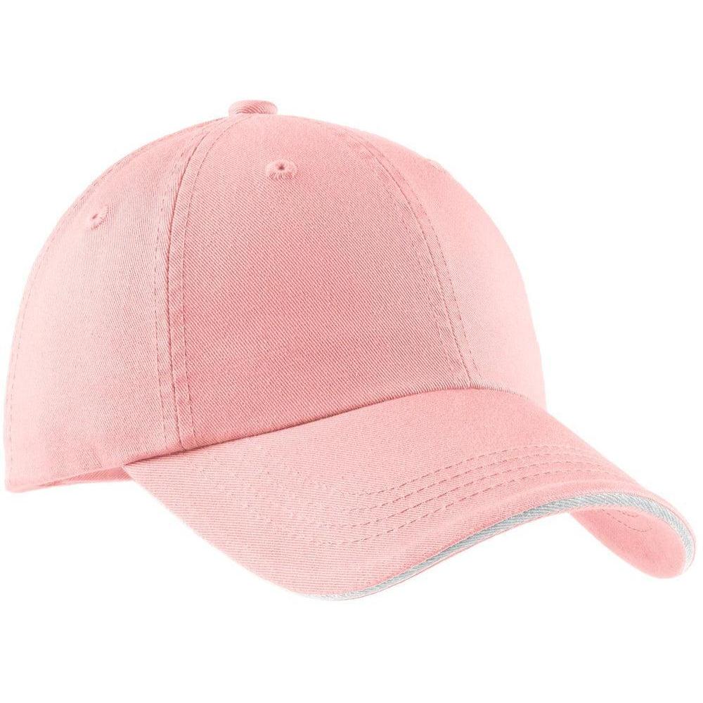 no-logo Port Authority Sandwich Bill Cap-Headwear-Port Authority-Light Pink/White-OSFA-Thread Logic