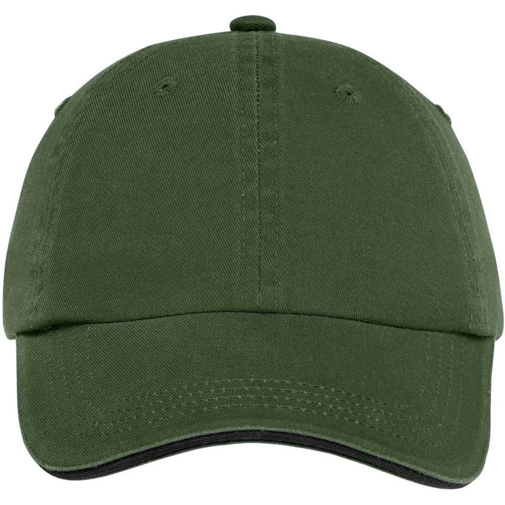no-logo Port Authority Sandwich Bill Cap-Headwear-Port Authority-Olive/Black-OSFA-Thread Logic