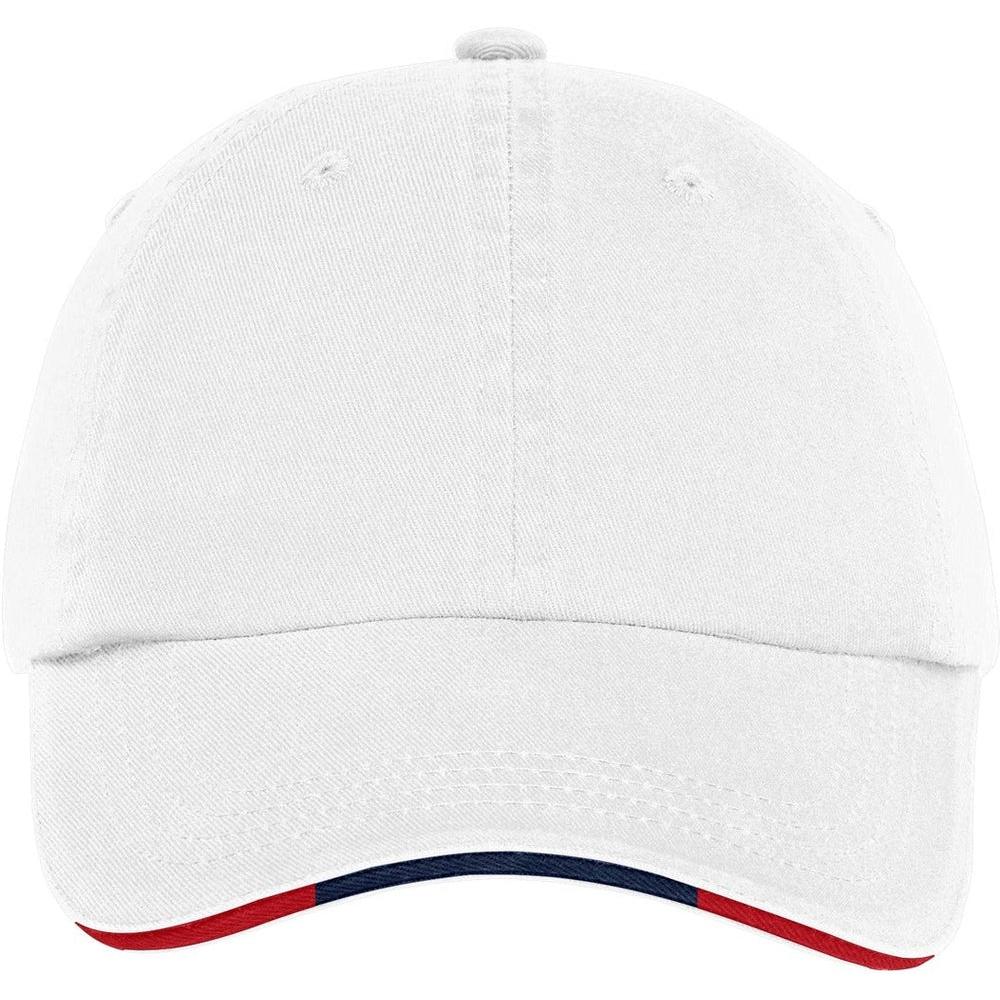 no-logo Port Authority Sandwich Bill Cap-Headwear-Port Authority-White/Classic Navy/Red-OSFA-Thread Logic