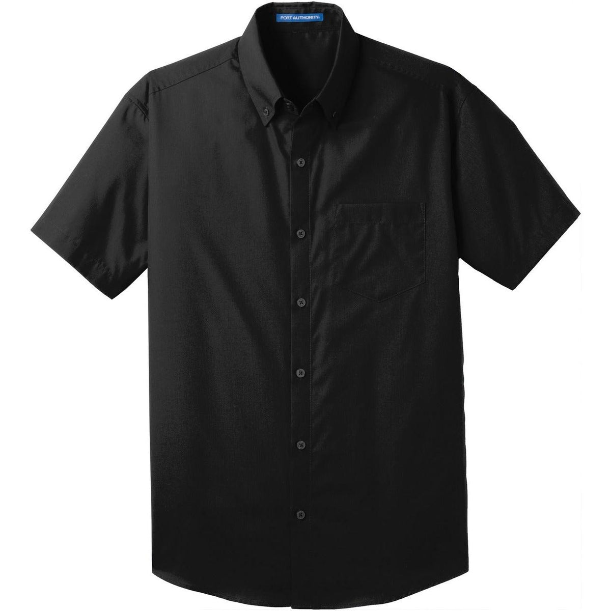 no-logo Port Authority Short Sleeve Carefree Poplin Shirt-Dress Shirts-Port Authority-Deep Black-S-Thread Logic