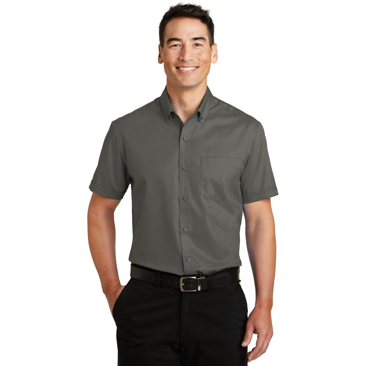 no-logo Port Authority Short Sleeve Superpro Twill Shirt-Regular-Port Authority-Thread Logic