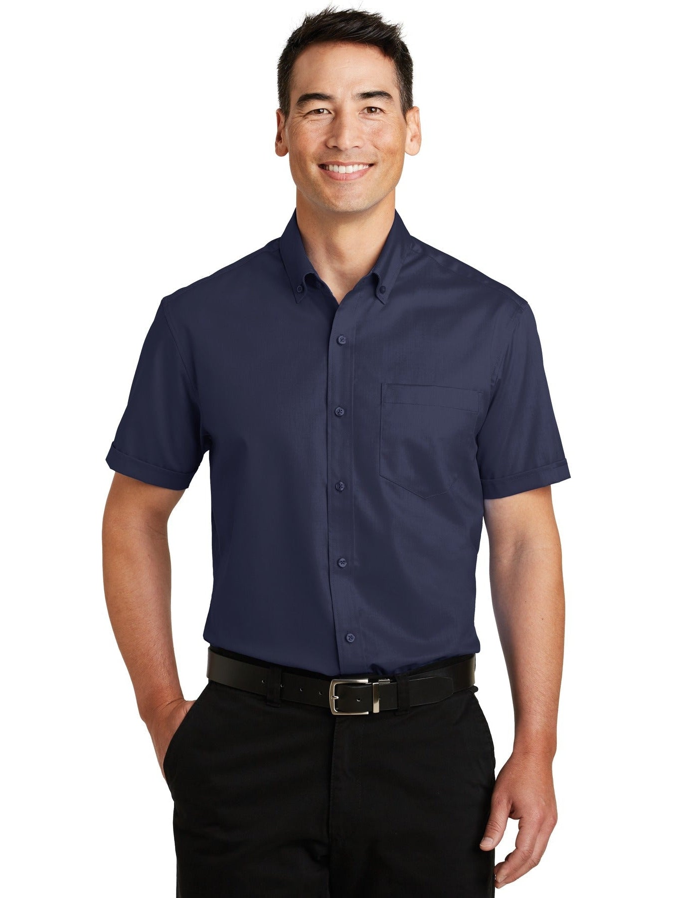 no-logo Port Authority Short Sleeve Superpro Twill Shirt-Regular-Port Authority-Thread Logic