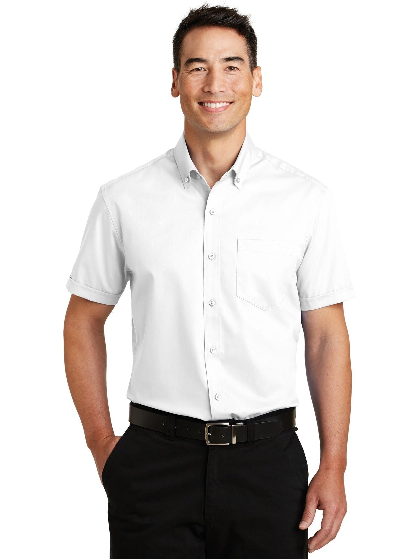 no-logo Port Authority Short Sleeve Superpro Twill Shirt-Regular-Port Authority-Thread Logic