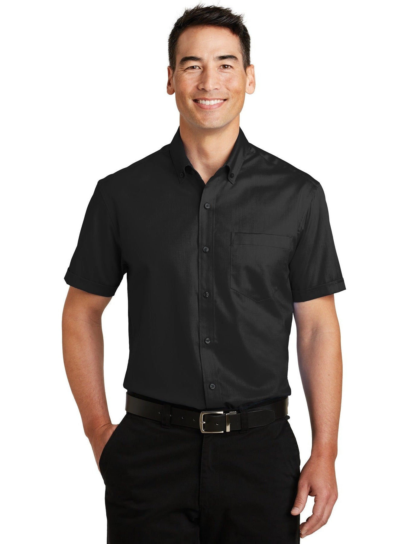 no-logo Port Authority Short Sleeve Superpro Twill Shirt-Regular-Port Authority-Thread Logic