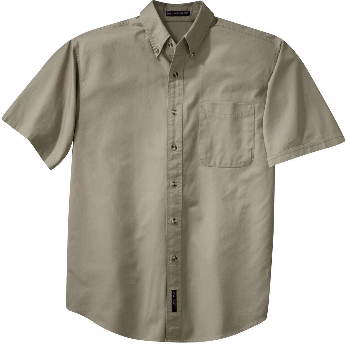 Port Authority Short Sleeve Twill Shirt-Regular-Port Authority-Khaki-S-Thread Logic