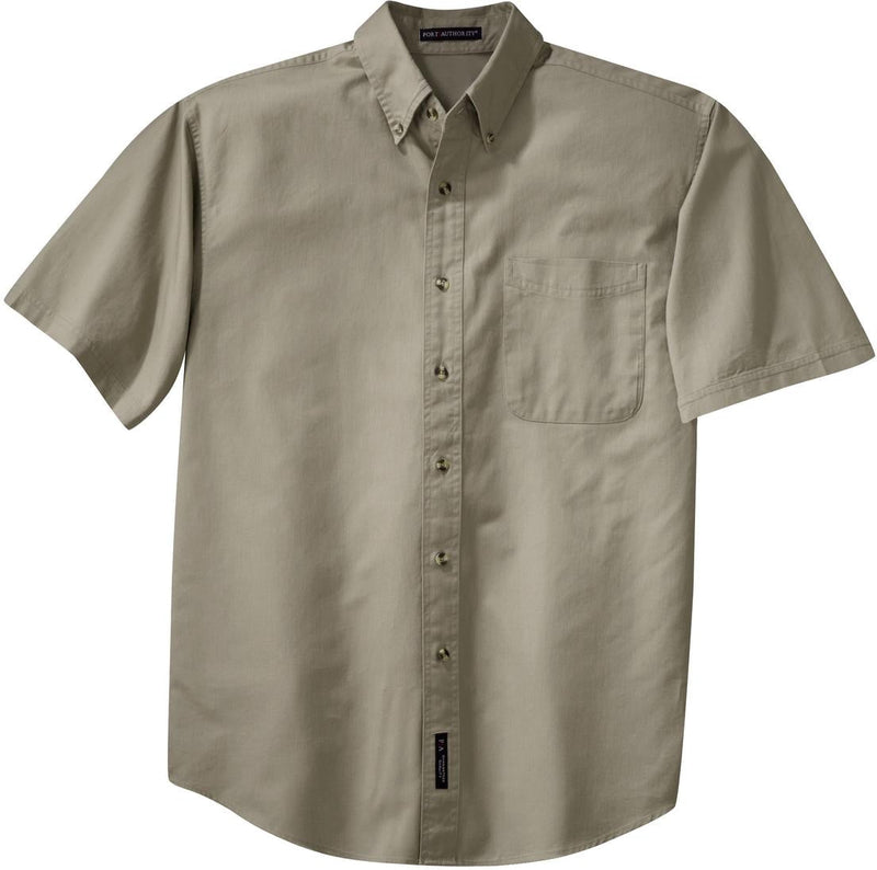 Port Authority Short Sleeve Twill Shirt-Regular-Port Authority-Khaki-S-Thread Logic