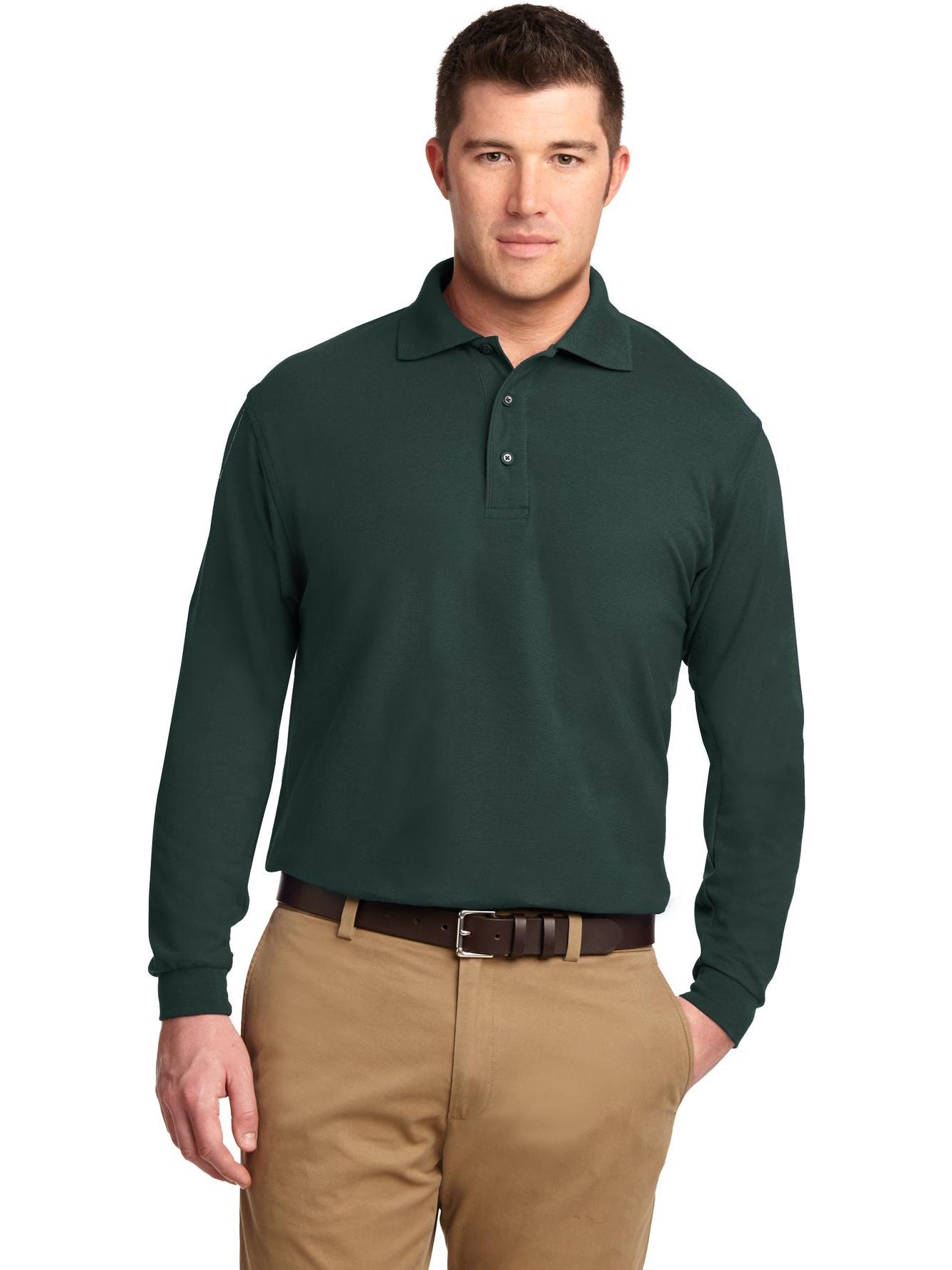 no-logo Port Authority Silk Touch Long Sleeve Polo-Regular-Port Authority-Thread Logic