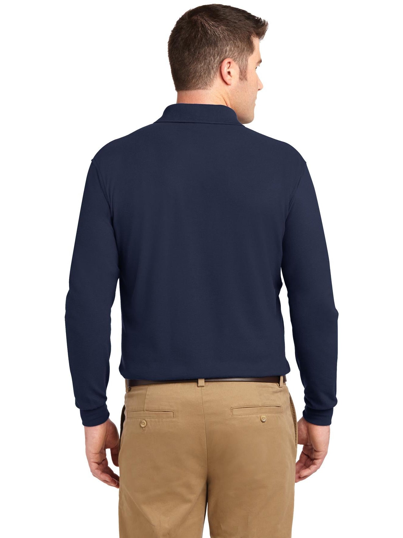 no-logo Port Authority Silk Touch Long Sleeve Polo-Regular-Port Authority-Thread Logic
