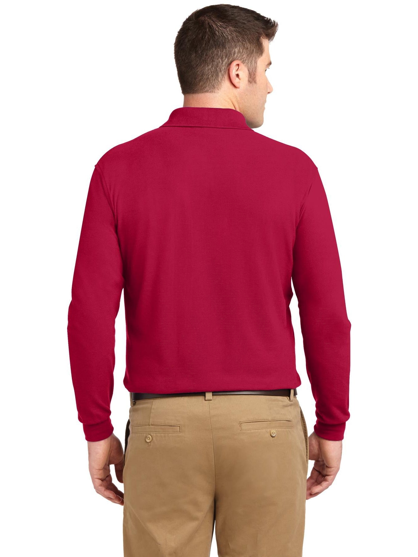 no-logo Port Authority Silk Touch Long Sleeve Polo-Regular-Port Authority-Thread Logic