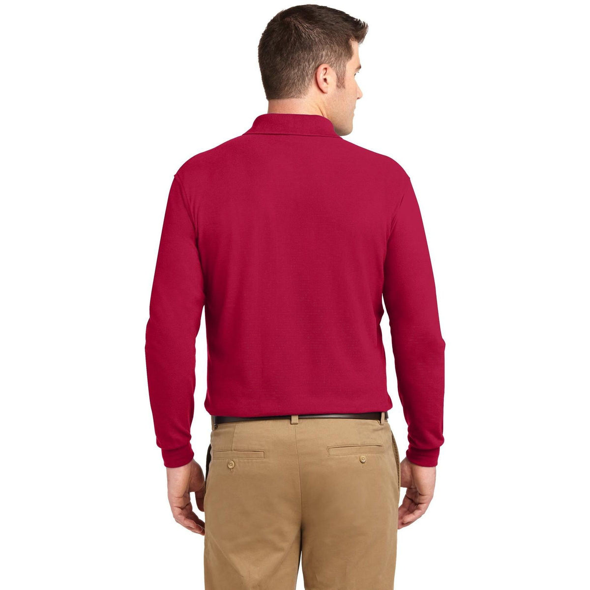 no-logo Port Authority Silk Touch Long Sleeve Polo-Polos-Port Authority-Thread Logic