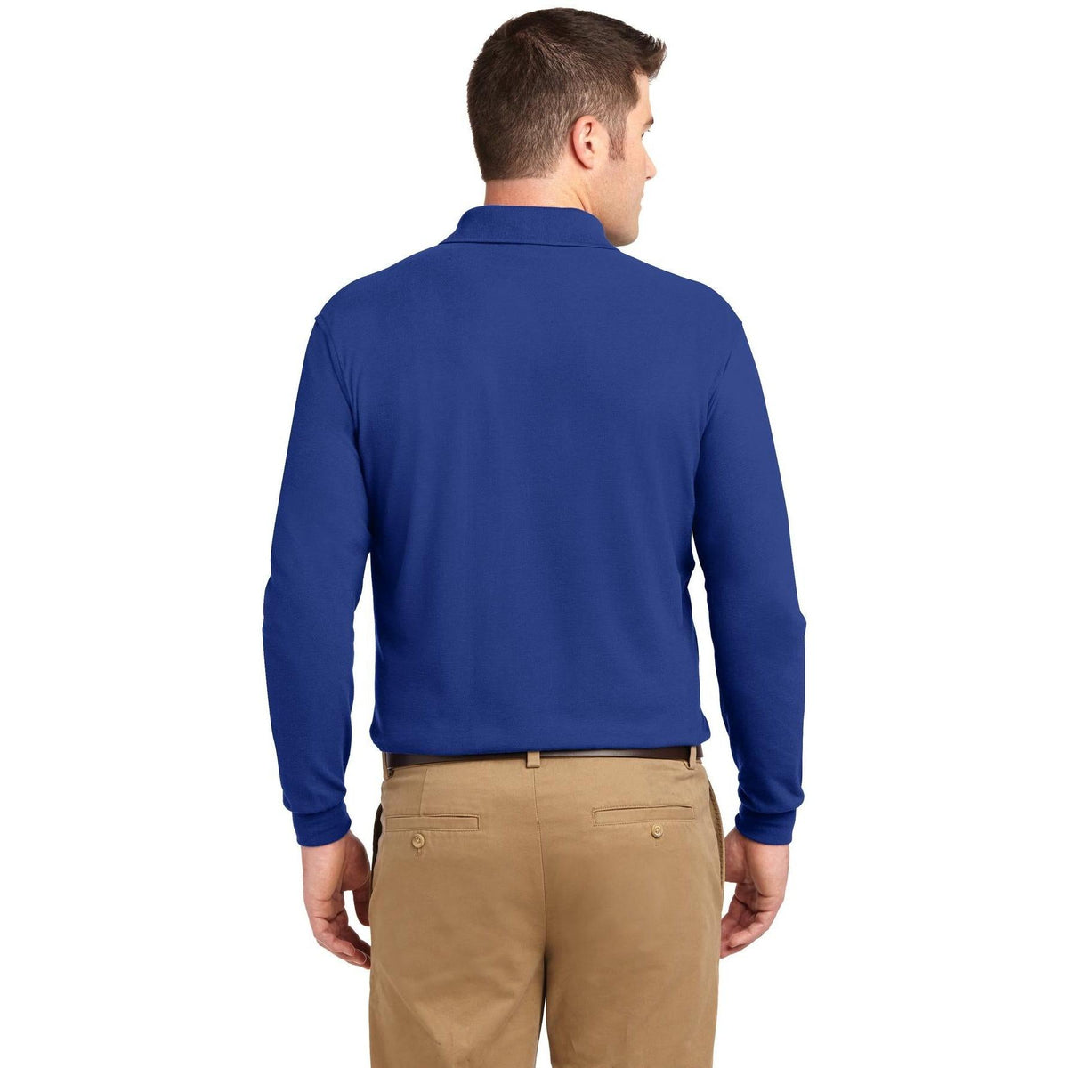 no-logo Port Authority Silk Touch Long Sleeve Polo-Polos-Port Authority-Thread Logic