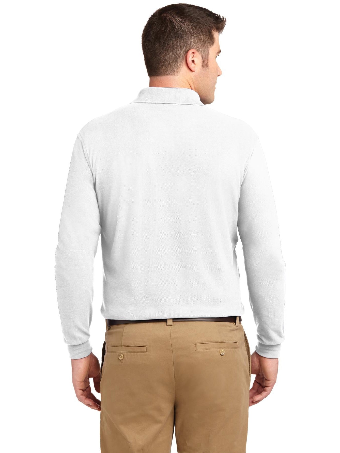 no-logo Port Authority Silk Touch Long Sleeve Polo-Regular-Port Authority-Thread Logic