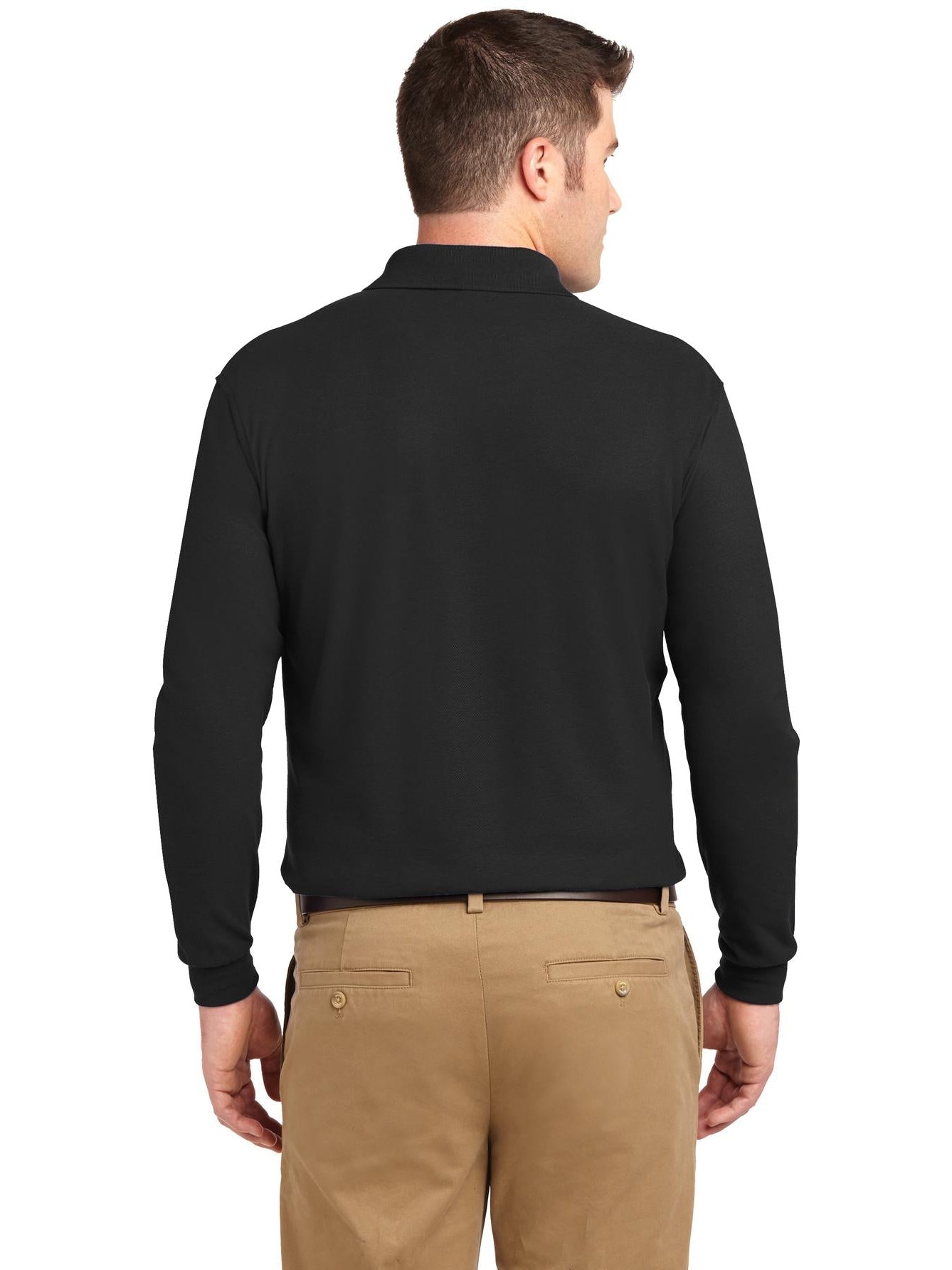 no-logo Port Authority Silk Touch Long Sleeve Polo-Regular-Port Authority-Thread Logic