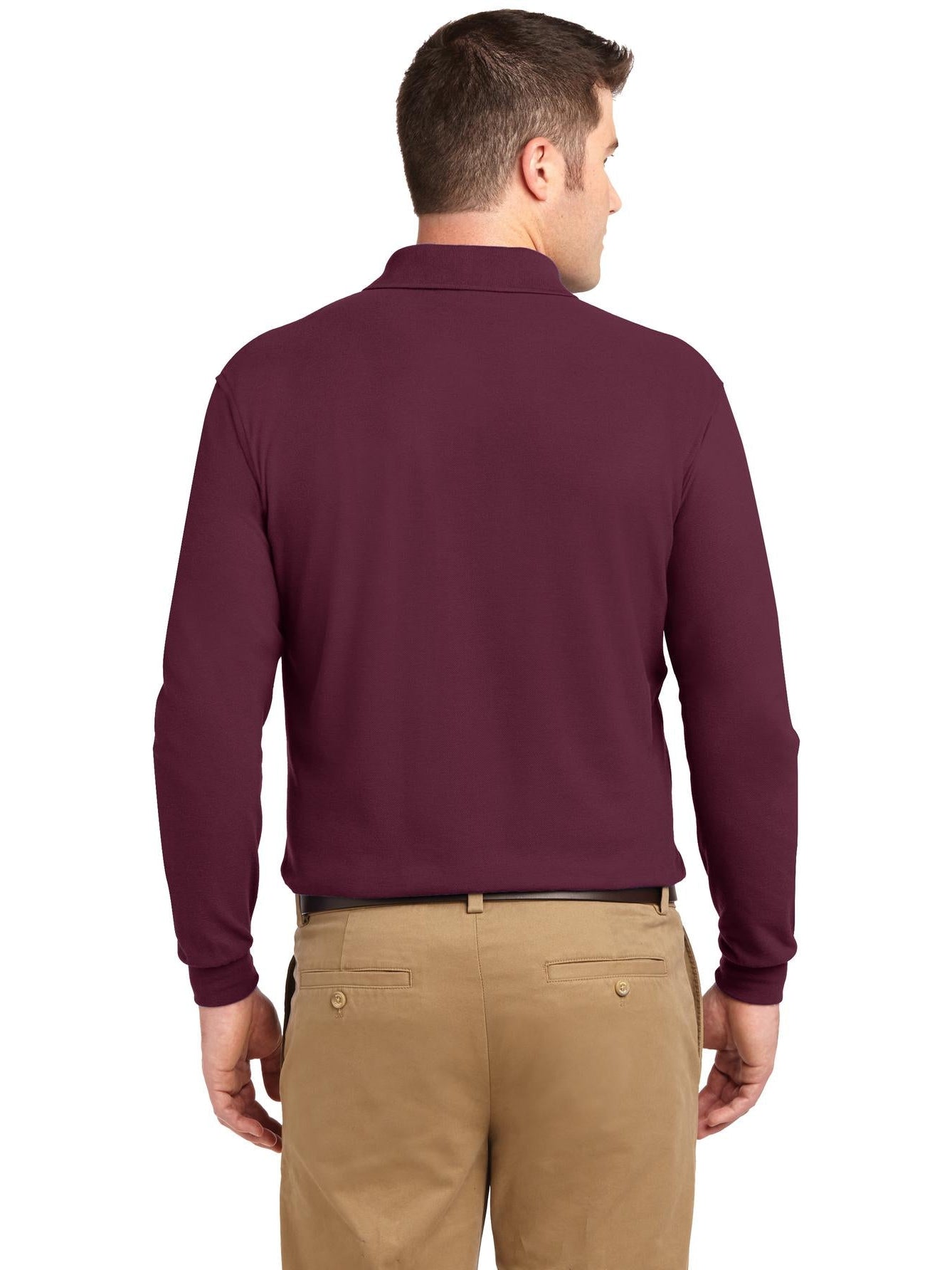 no-logo Port Authority Silk Touch Long Sleeve Polo-Regular-Port Authority-Thread Logic
