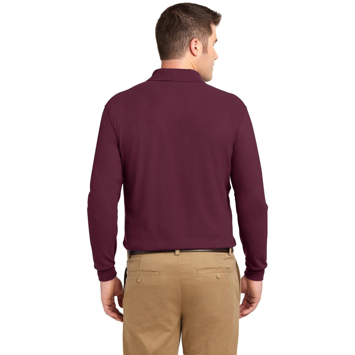 no-logo Port Authority Silk Touch Long Sleeve Polo-Polos-Port Authority-Thread Logic