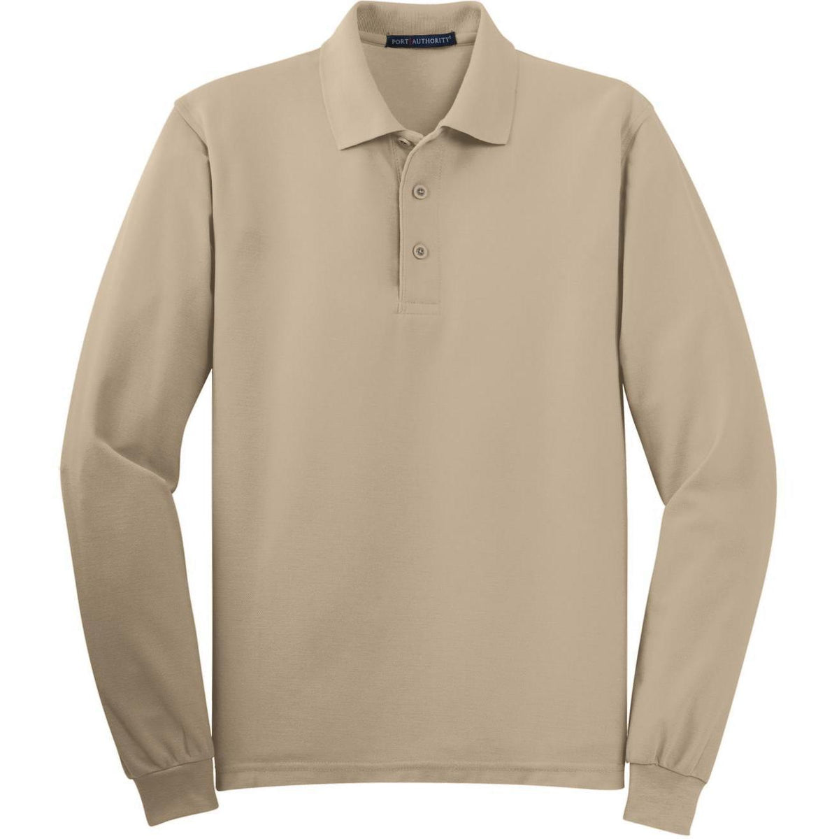 logo-left Port Authority Silk Touch Long Sleeve Polo-Polos-Port Authority-Stone-S-Thread Logic