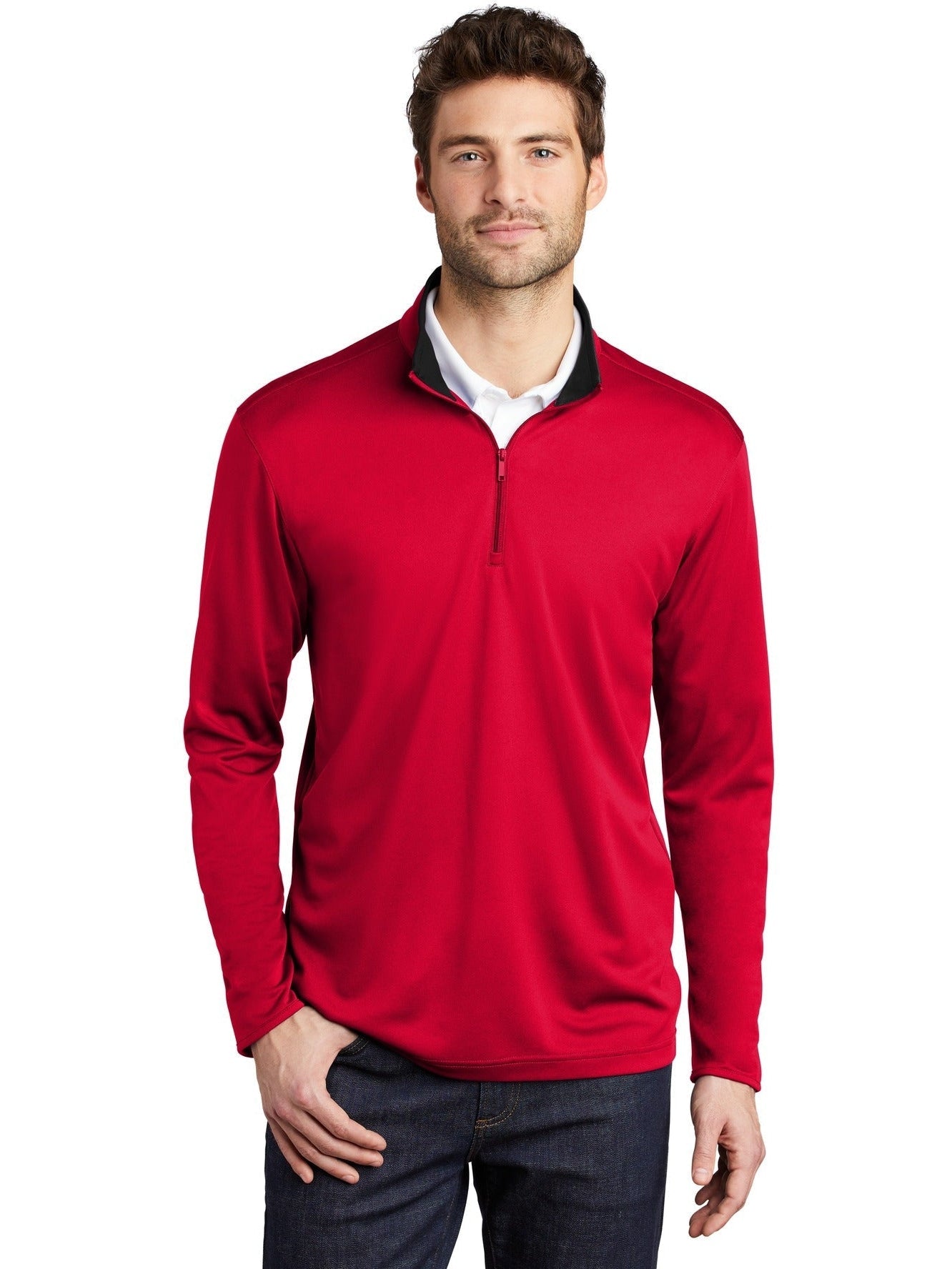 no-logo Port Authority Silk Touch Performance 1/4-Zip-Regular-Port Authority-Thread Logic