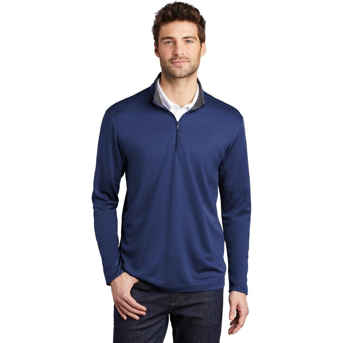 no-logo Port Authority Silk Touch Performance 1/4-Zip-Quarter Zips-Port Authority-Thread Logic