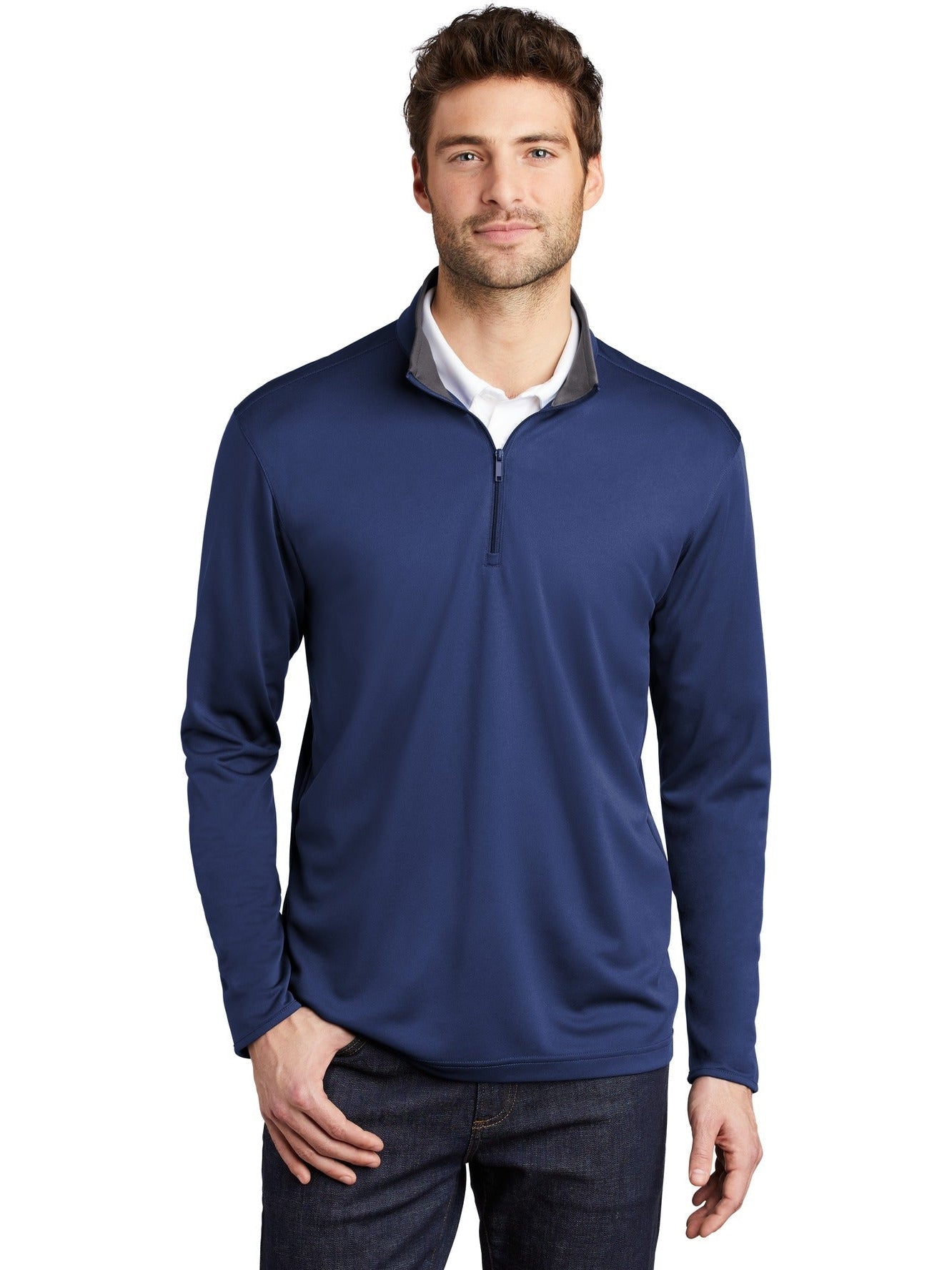 no-logo Port Authority Silk Touch Performance 1/4-Zip-Regular-Port Authority-Thread Logic