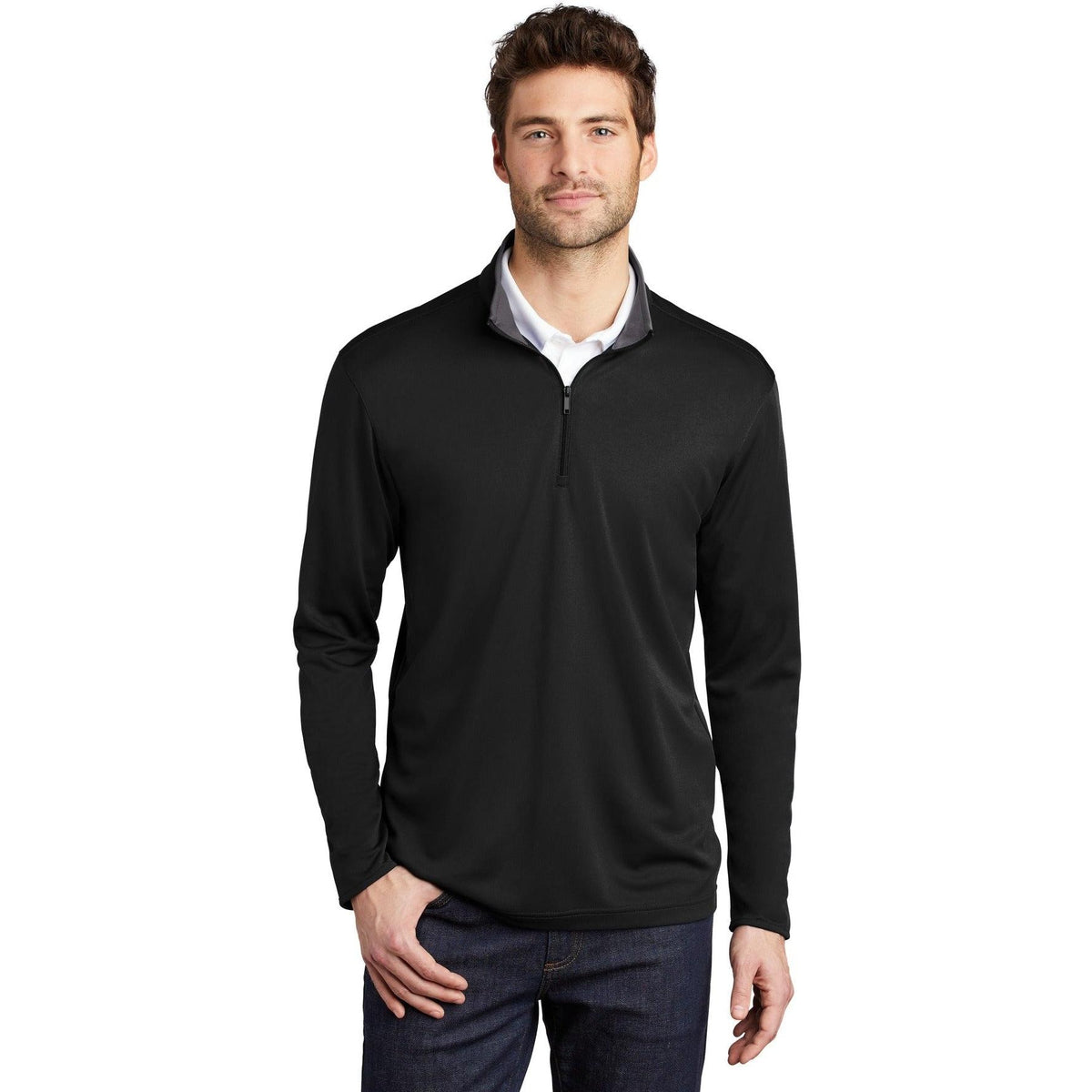 no-logo Port Authority Silk Touch Performance 1/4-Zip-Quarter Zips-Port Authority-Thread Logic