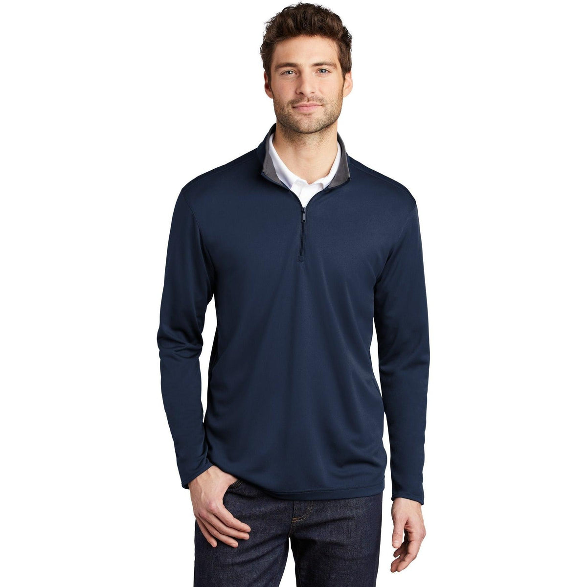 no-logo Port Authority Silk Touch Performance 1/4-Zip-Quarter Zips-Port Authority-Thread Logic