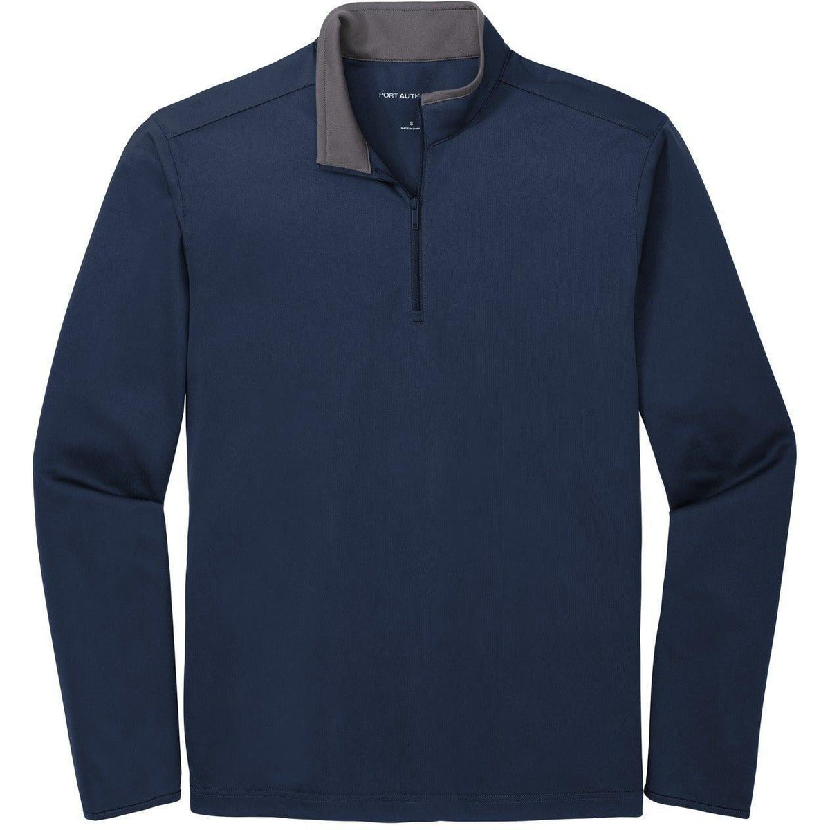 no-logo Port Authority Silk Touch Performance 1/4-Zip-Quarter Zips-Port Authority-Navy/Steel Grey-S-Thread Logic