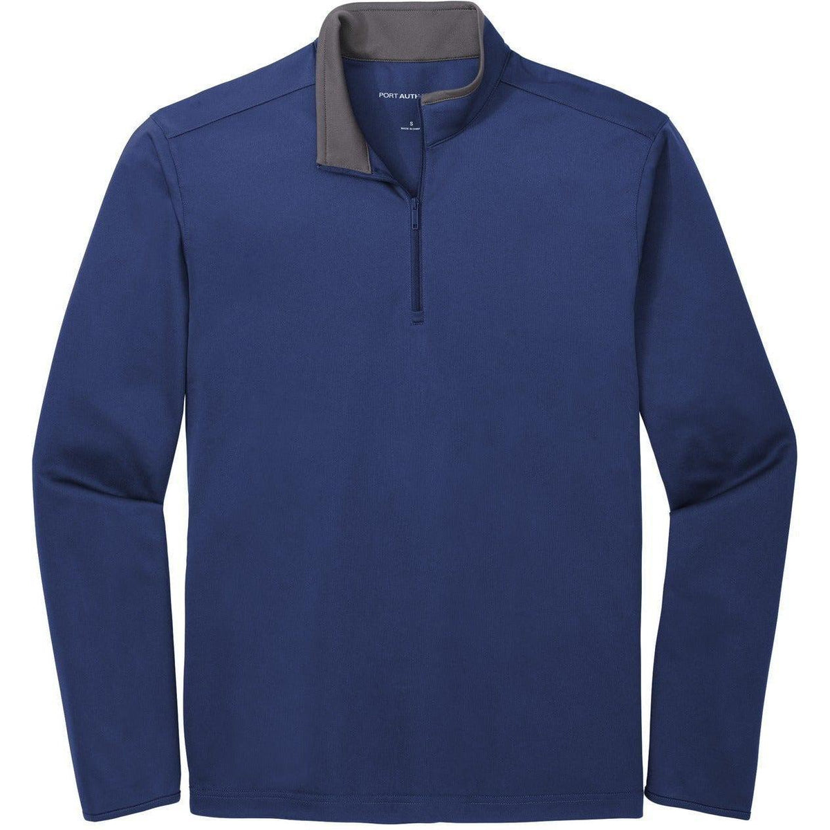 no-logo Port Authority Silk Touch Performance 1/4-Zip-Quarter Zips-Port Authority-Royal/Steel Grey-S-Thread Logic