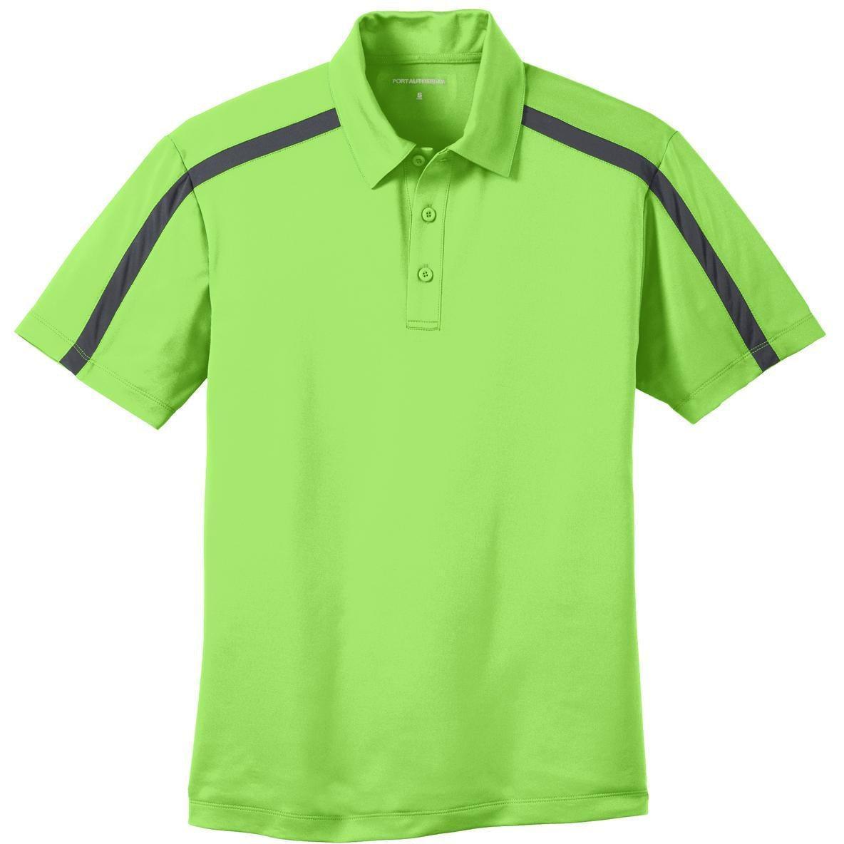 no-logo Port Authority Silk Touch Performance Colorblock Stripe-Regular-Port Authority-Lime/Steel Grey-S-Thread Logic