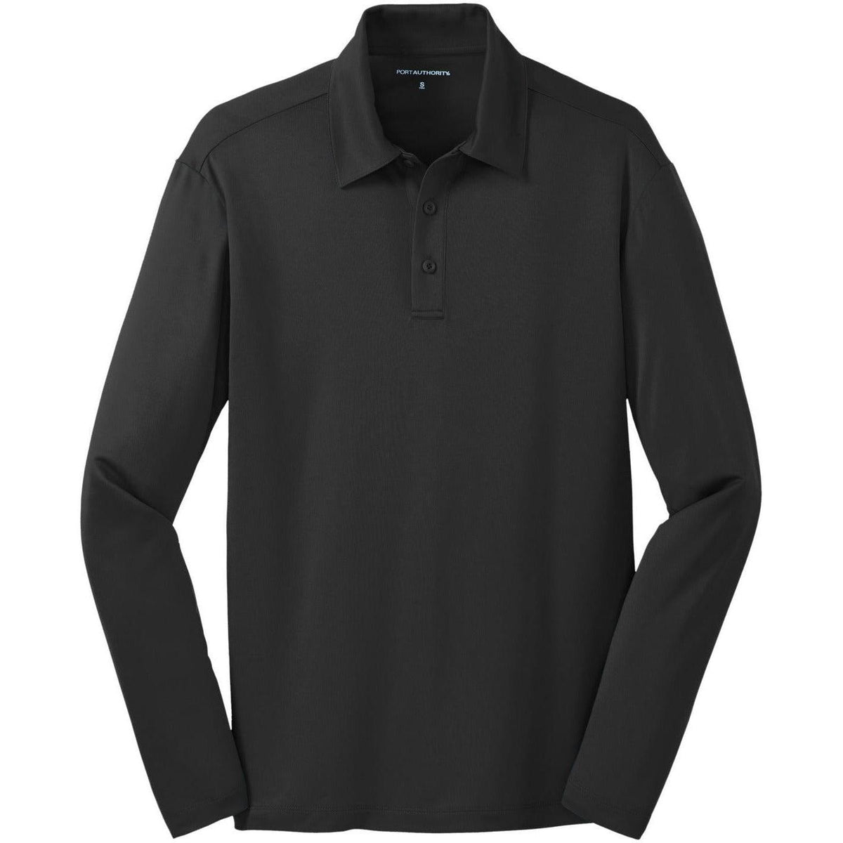 no-logo Port Authority Silk Touch Performance Long Sleeve Polo-Polos-Port Authority-Black-S-Thread Logic