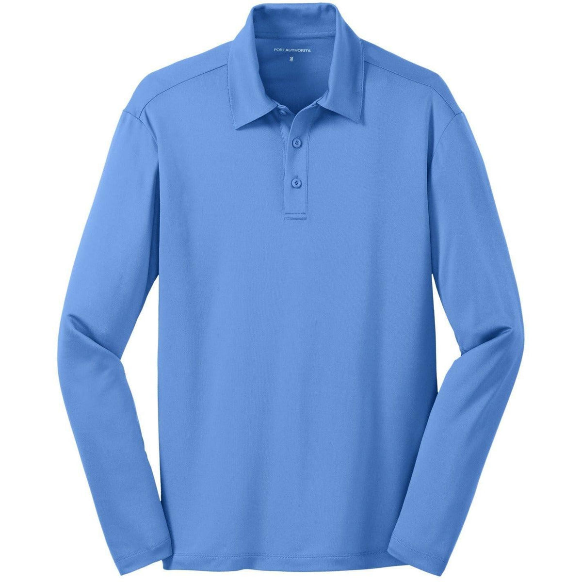 no-logo Port Authority Silk Touch Performance Long Sleeve Polo-Polos-Port Authority-Carolina Blue-S-Thread Logic
