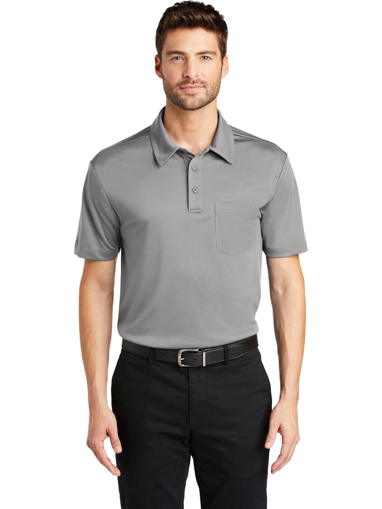 no-logo Port Authority Silk Touch Performance Pocket Polo-Regular-Port Authority-Thread Logic