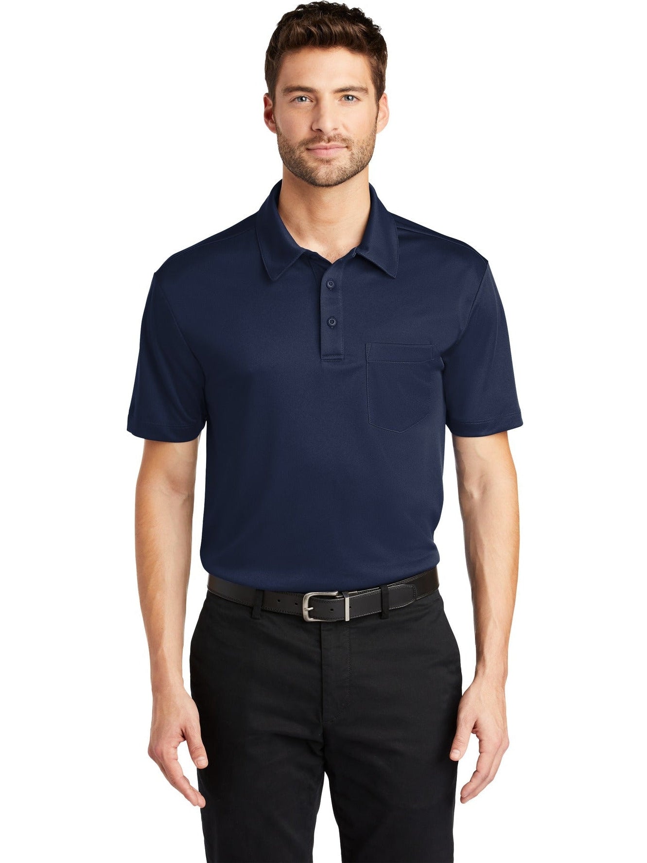 no-logo Port Authority Silk Touch Performance Pocket Polo-Regular-Port Authority-Thread Logic