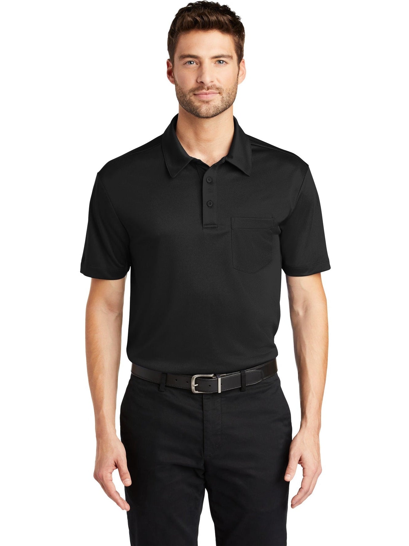 no-logo Port Authority Silk Touch Performance Pocket Polo-Regular-Port Authority-Thread Logic