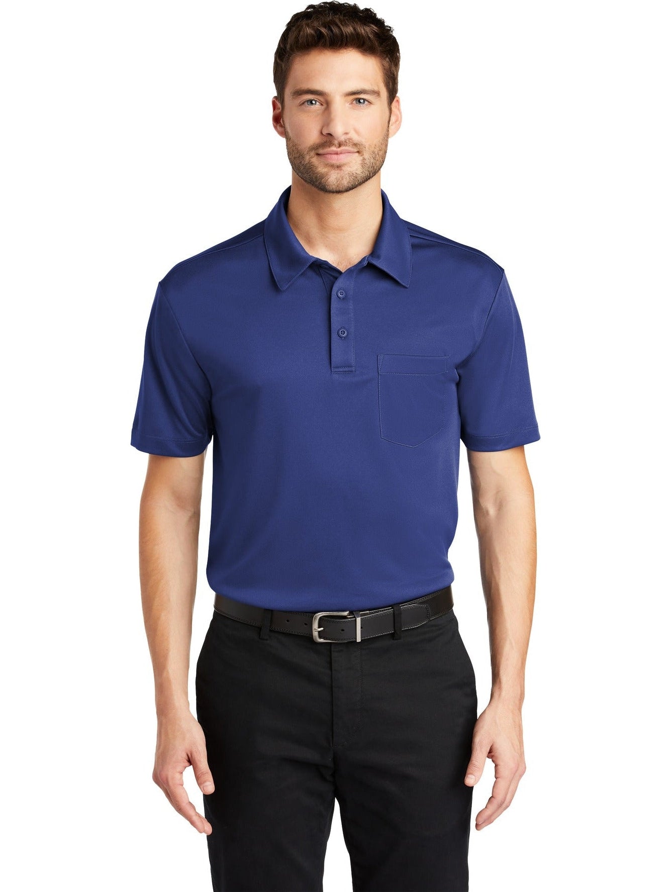no-logo Port Authority Silk Touch Performance Pocket Polo-Regular-Port Authority-Thread Logic