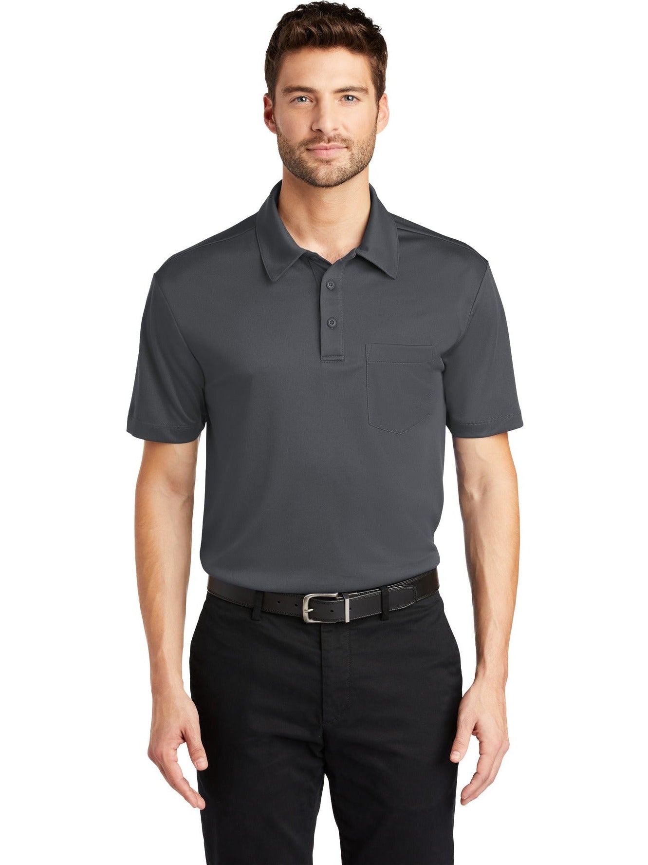 no-logo Port Authority Silk Touch Performance Pocket Polo-Regular-Port Authority-Thread Logic