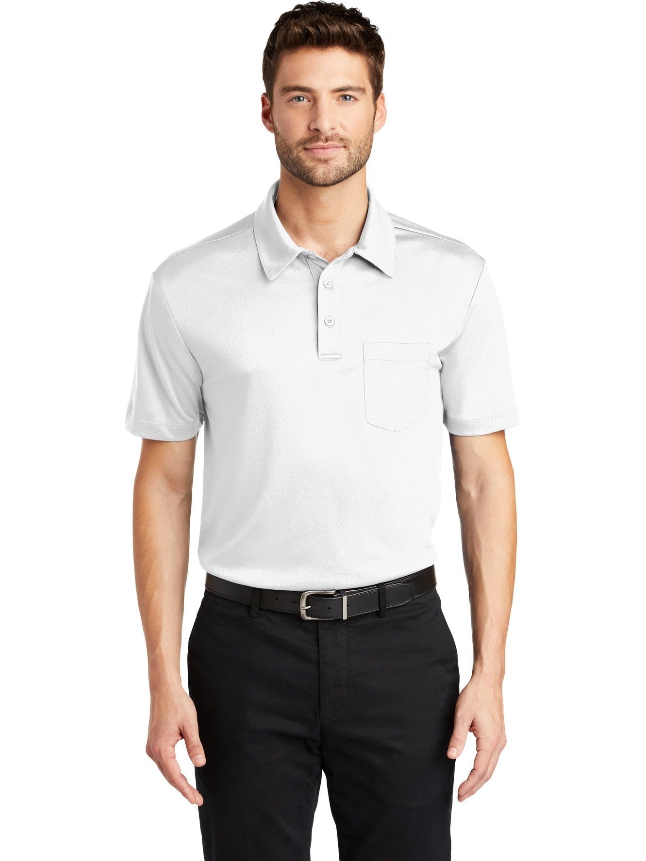 no-logo Port Authority Silk Touch Performance Pocket Polo-Regular-Port Authority-Thread Logic