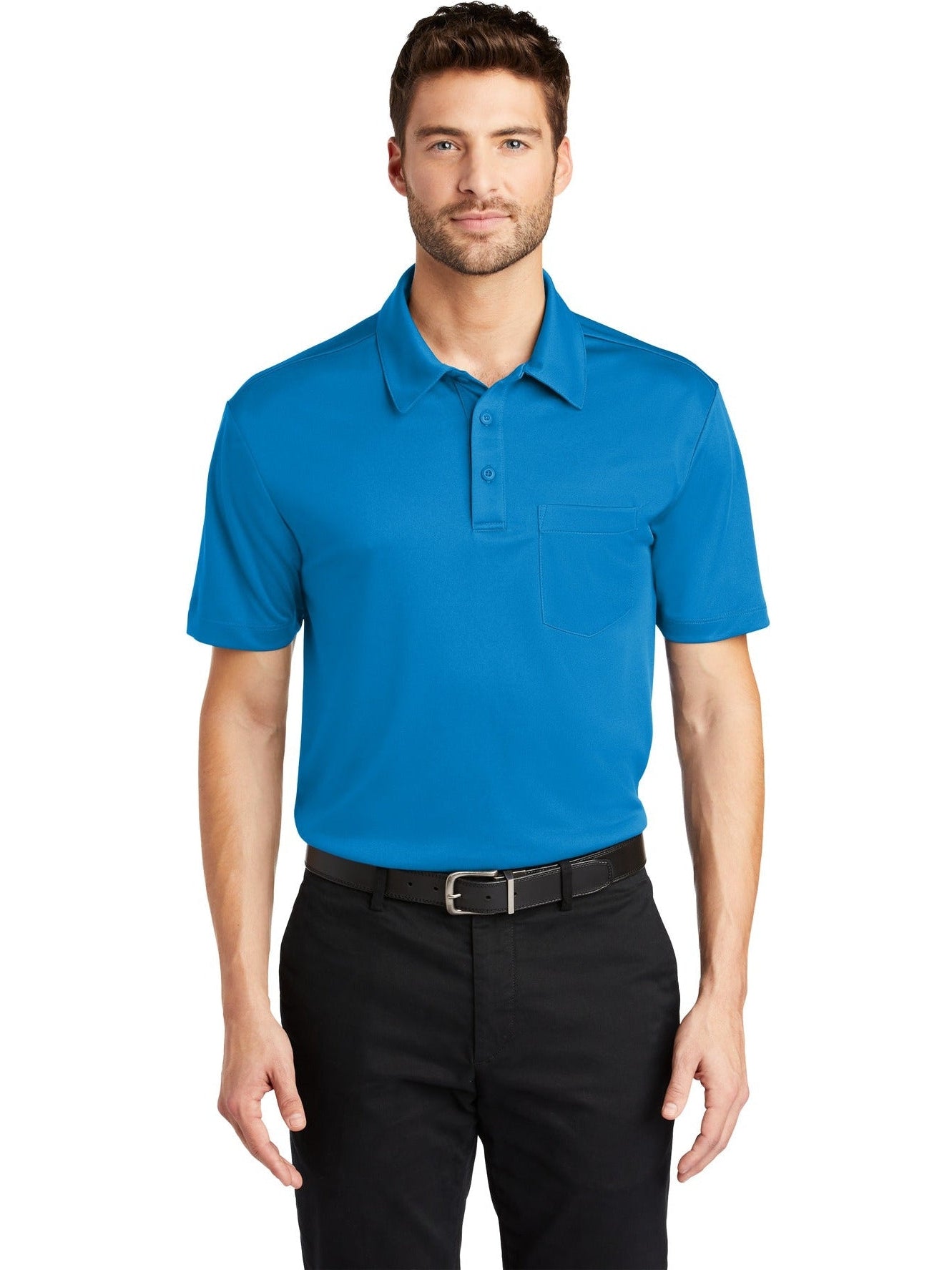 no-logo Port Authority Silk Touch Performance Pocket Polo-Regular-Port Authority-Thread Logic
