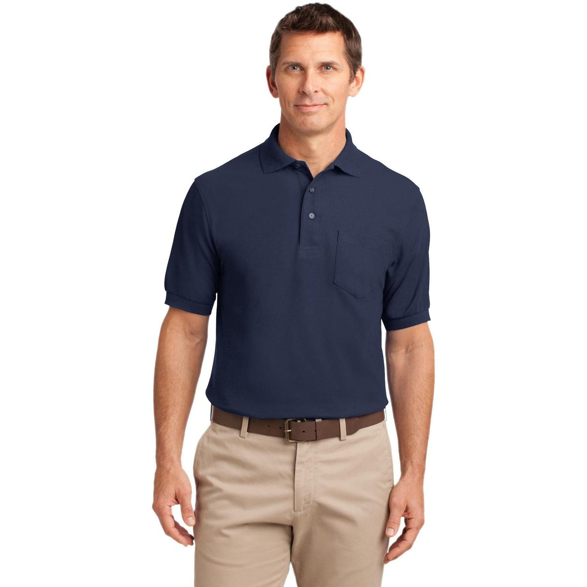 no-logo Port Authority Silk Touch Polo Shirt with Pocket-Regular-Port Authority-Thread Logic