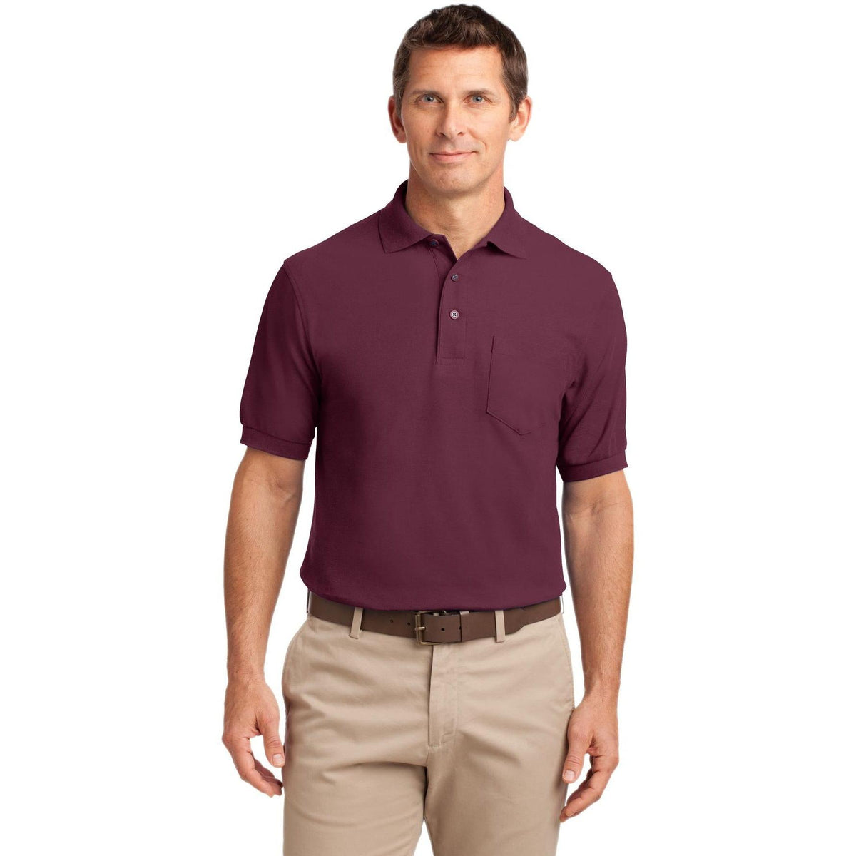no-logo Port Authority Silk Touch Polo Shirt with Pocket-Regular-Port Authority-Thread Logic