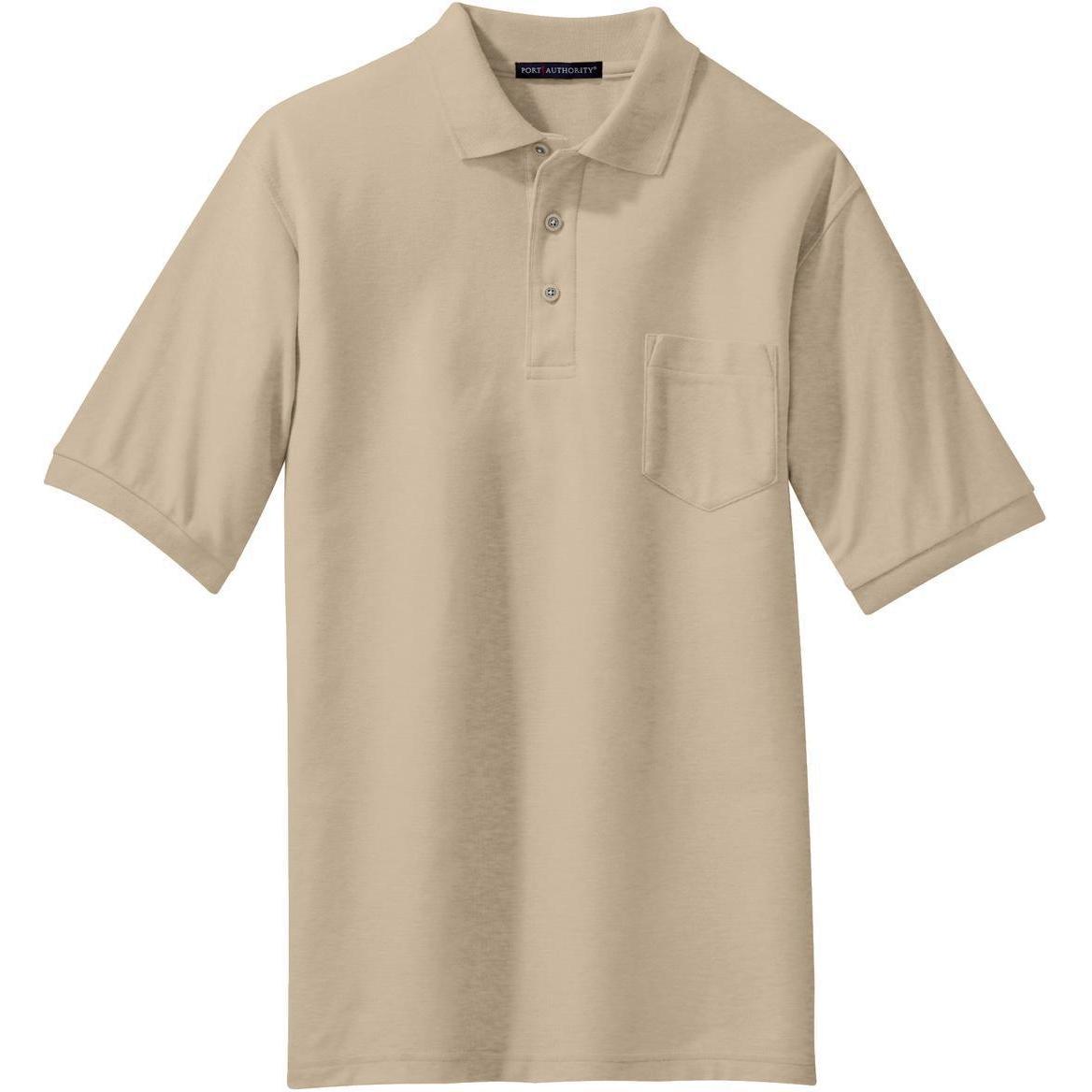 no-logo Port Authority Silk Touch Polo Shirt with Pocket-Regular-Port Authority-Stone-S-Thread Logic