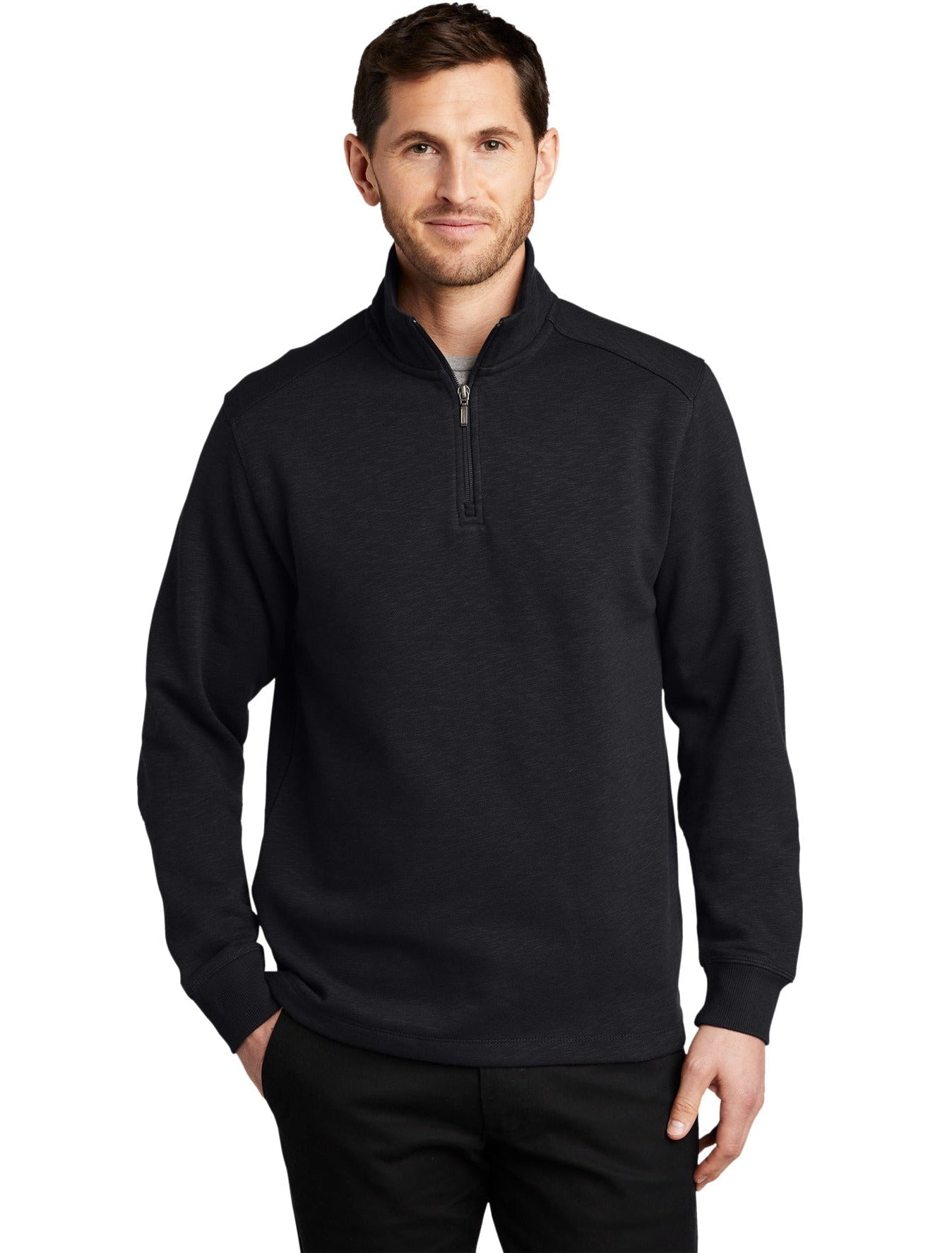 no-logo Port Authority Slub Fleece 1/4-Zip Pullover-Regular-Port Authority-Thread Logic
