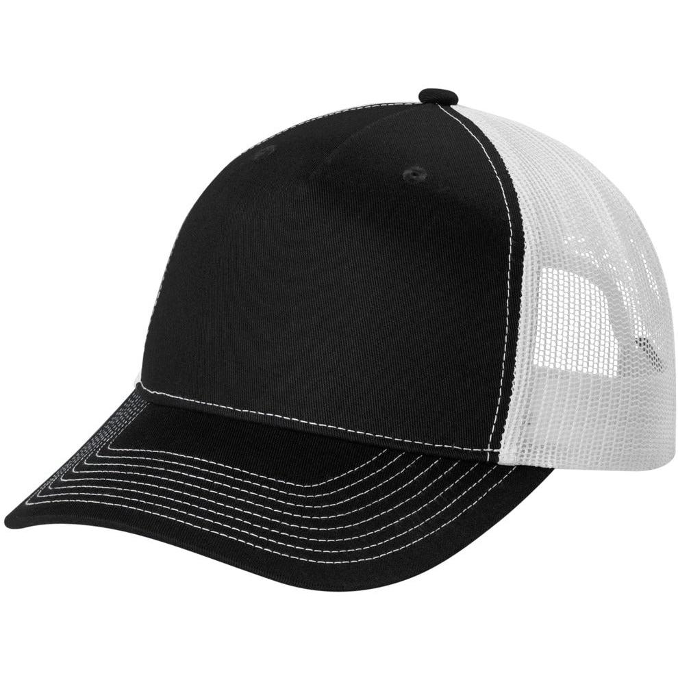no-logo Port Authority Snapback Five-Panel Trucker Cap