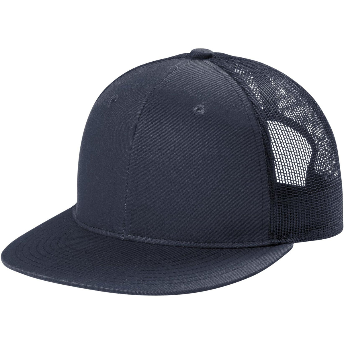 no-logo Port Authority Snapback Flat Bill Trucker Cap