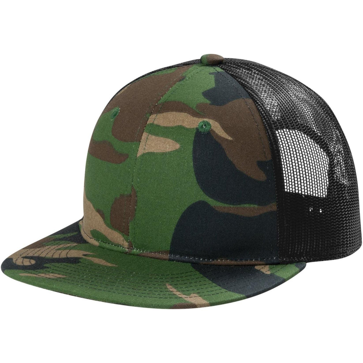 no-logo Port Authority Snapback Flat Bill Trucker Cap